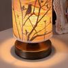 Bieye L10272 Birds in The Tree Wooden Style Table Lamp Night Light with Wood Lampshade Bronze Metal Base for Bedside Bedroom Living Room, Cylinder-Shaped (Bronze) view 2