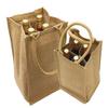 Jute Burlap 4 Bottle Wine Carrier Reusable Jute Wine Tote Bags w/Dividers (1) view 1
