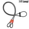 BV 7FT Heavy-Duty Security Cable Lock with Loops  Extra Thick 10mm (3/8") Braided Steel, Cut-Resistant & Weatherproof Wire Cable for Padlock, Gate, Bike, Motorcycle & Outdoor Equipment view 2