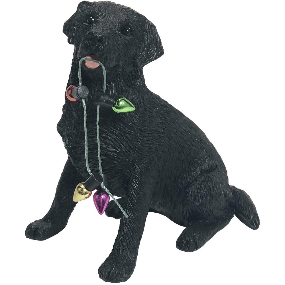 Sandicast Black Labrador Retriever with Holiday Lights Christmas Ornament, Multicolor (XSO012)