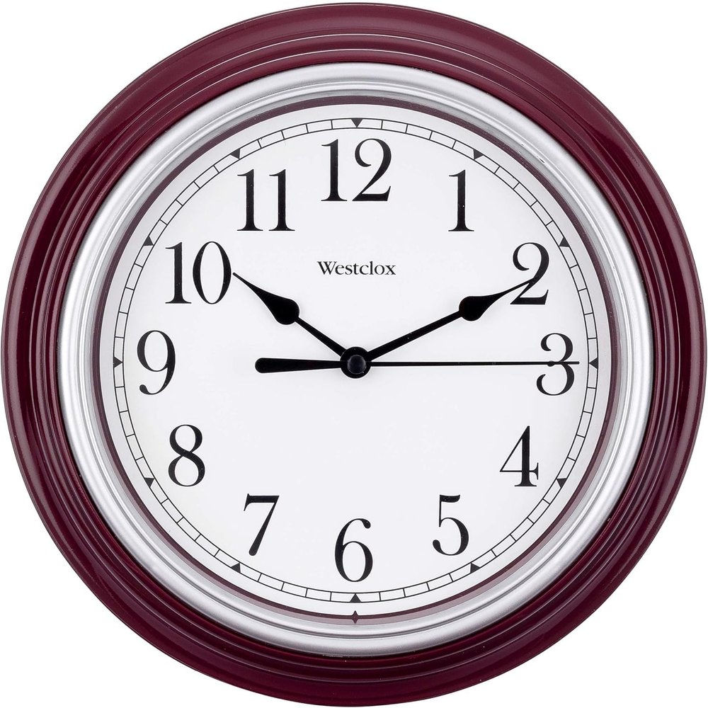 9" WESTCLOX ROUND WALL CLOCK BURGUNDY 46983