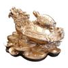 Feng Shui Dragon Turtle, Chinese Dragon Tortoise Sitting on Chinese Coins and Ingot for Wealth view 1