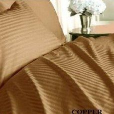 Vanessaclassic SOHO Egyptian Cotton 600 Thread Count Sateen Stripe 7 Pcs Sheet Set & Duvet Cover Set Combo Copper Full Sold by Vanessa Classic