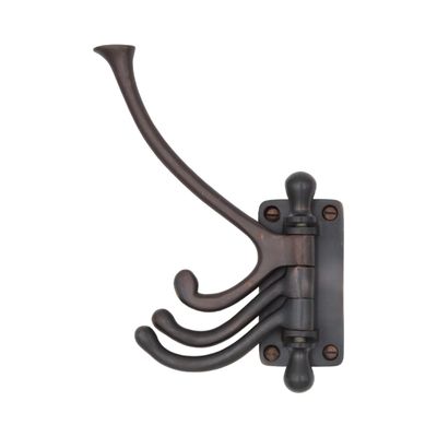 The King's Bay Three Arm Swivel Coat Hook in Aged Bronze