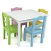 Humble Crew Kids Wooden Table and 4 Chairs Set, White/Pastels - Kids Table and Chair Set for Toddlers and Children for Arts, Crafts, and Snack Time - Sturdy, Durable Toddler Activity Table view 1