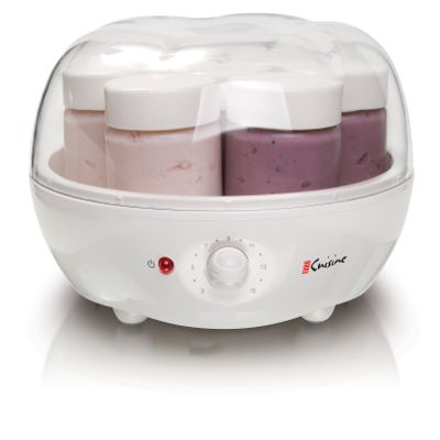 Euro Cuisine YM100 Automatic Yogurt Maker with 7 - 6oz Glass Jars & 15 Hour Timer, Electric Yogurt Maker with Auto Shut Off, Promote Gut Health