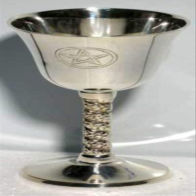 New Age Imports, Inc. Pentagram Chalice 5" High~ Silver Plated 100% Solid Brass