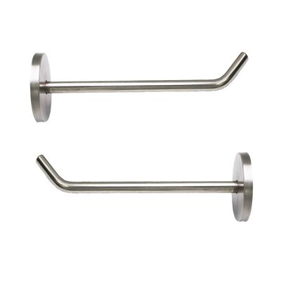 NELXULAS Brushed Stainless Steel Single Heavy Duty Long Coat Hook Robe Hanger Wall Mount Hook, Fit for Kitchen,Bedroom,Living Room, Bathroom,Closets and Garage Storage (7-2/3", 2 PCS)
