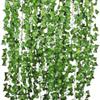 DearHouse 84 Feet 12 Strands Artificial Ivy Leaf Plants Vine Hanging Garland Fake Foliage Flowers Home Kitchen Garden Office Wedding Wall Decor, Green view 1