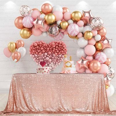 PartyDelight 50x50inch Square Rose Gold Sequin Tablecloth High-Density 3mm Stitched Sequins Shimmering Table Overlay for Cake Tables, Gift Displays & Wedding Decor