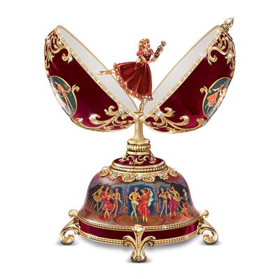 The Bradford Exchange Nutcracker Ballet Musical Egg, Faberge-Style, Heirloom Porcelain with Gold Accents