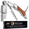 Hicoup Wine Opener - Professional Corkscrews for Wine Bottles w/Foil Cutter and Cap Remover - Manual Wine Key for Servers, Waiters, Bartenders and Home Use - Stainless Steel With Sandalwood view 1