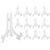 Super Z Outlet Clear Plastic Easels, 3.5 Mini Display Stands for Light Items  3 oz Capacity Holders for Place Cards, Small Photos, Trading Cards, Table Numbers, and Crafts (12 Pack) view 1
