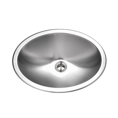 HOUZER CHT-1800-1 Opus 18 Inch Stainless Steel Drop-in Oval Bathroom Sink, Without Overflow, Cabinet Compatibility, Single Bowl, Satin Finish