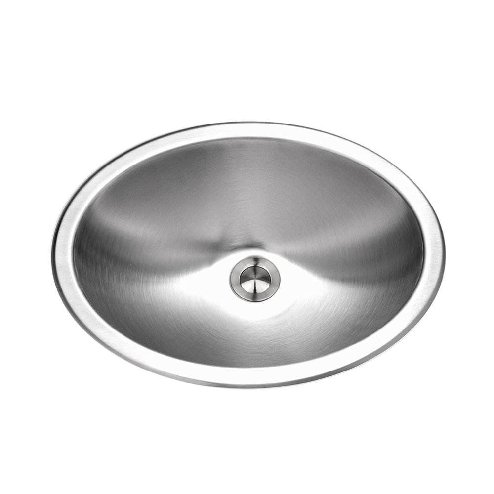 HOUZER CHT-1800-1 Opus 18 Inch Stainless Steel Drop-in Oval Bathroom Sink, Without Overflow, Cabinet Compatibility, Single Bowl, Satin Finish