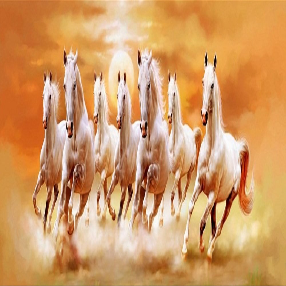 Art Factory Seven Horse Canvas Painting Vastu Painting