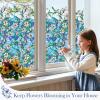 Coavas Decorative Window Privacy Film, Heat Control Sun Blocking Stained Glass Window Film, Floral Design Static Cling, Non Adhesive Windows Tint for Bathroom Front Door(Vinyl, 17.5" x 78.7 ") view 3