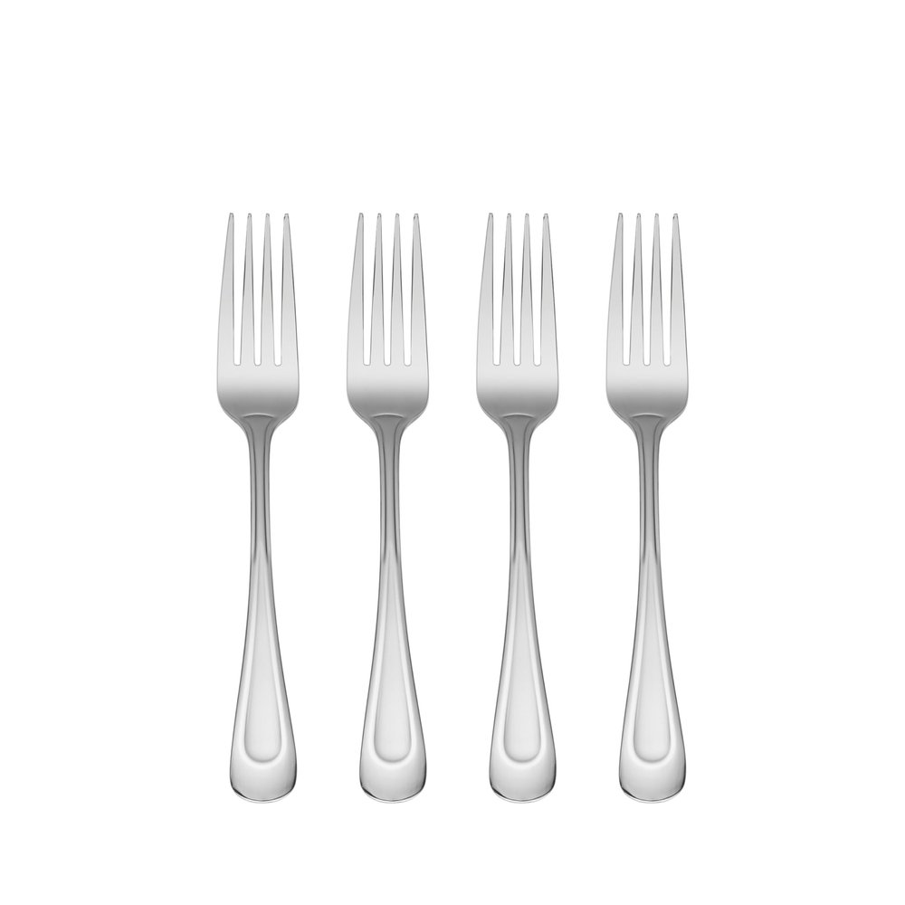 Oneida Satin Sand Dune Everyday Dinner Forks, Set of 4, 18/0 Stainless Steel, Silverware Set, Dishwasher Safe