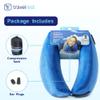 TRAVELREST Nest Neck Support Pillow - Travel Essentials, Memory Foam, Compact Travel Pillow for Long Flights, Plane Sleeping Accessories, Comfortable, Compact, Washable, Attaches to Luggage - Blue view 2