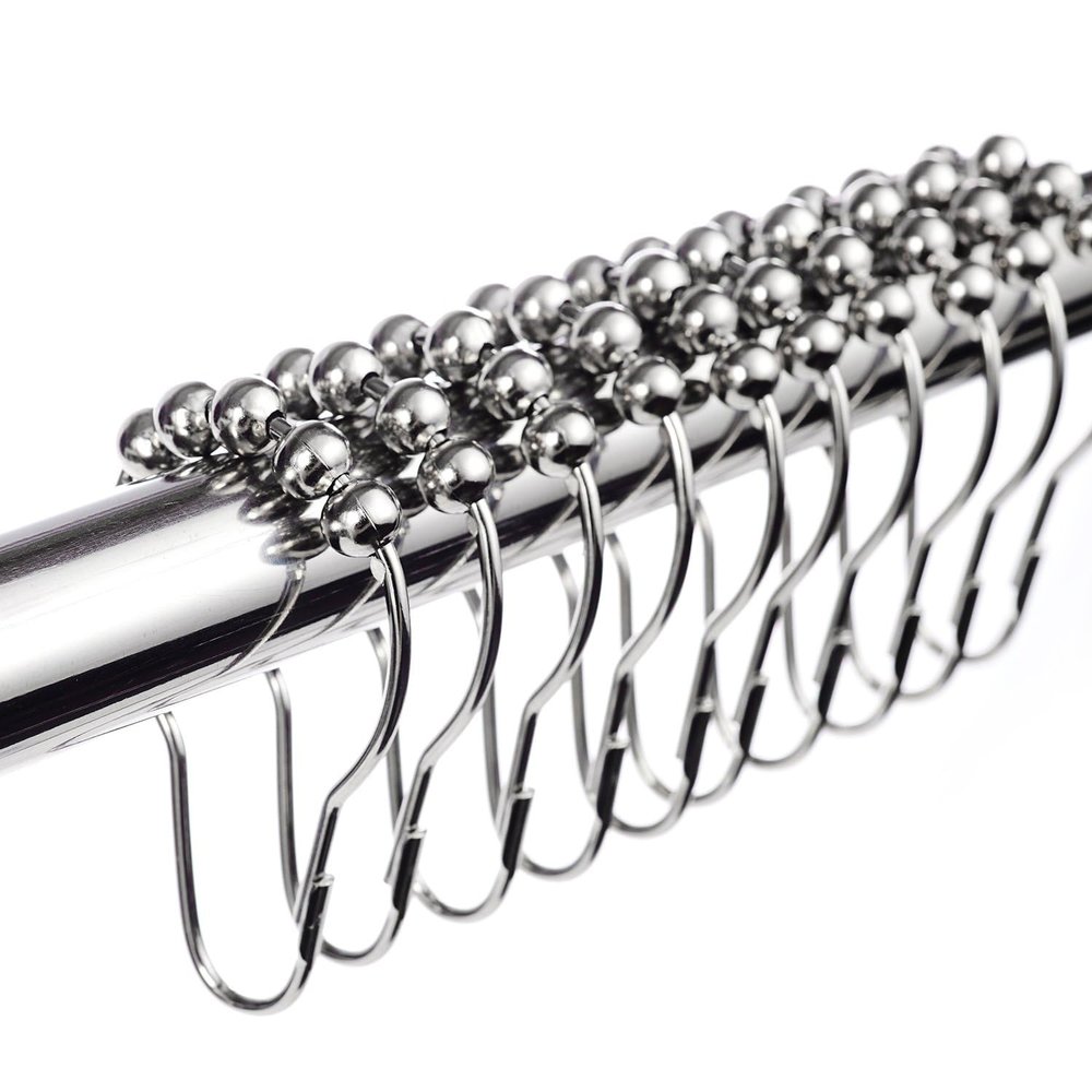 LIHAO 12 Piece Set Rustproof Stainless Steel Shower Curtain Rings Hooks for Bathroom Shower Rod