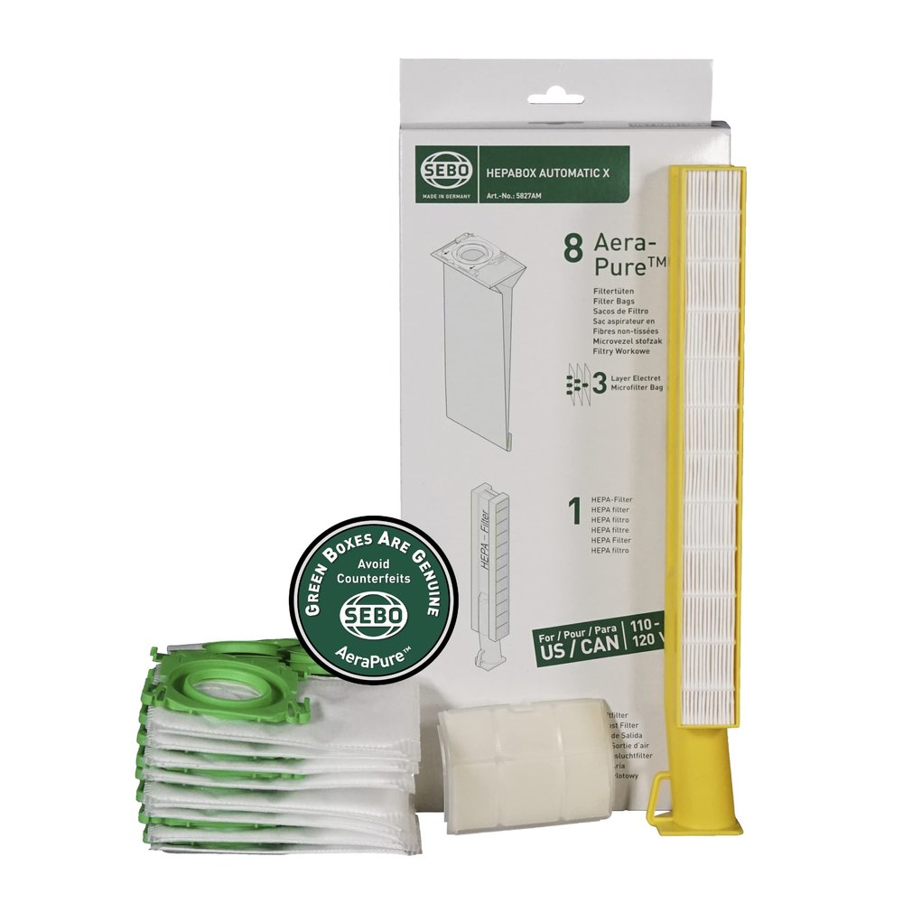 Sebo 5827AM HEPA Box for Automatic X/XP including 8 AeraPure Filter Bags, 1 HEPA Filter and 1 Micro-Hygiene Filter