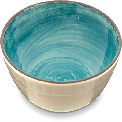 Carlisle FoodService Products Mingle Reusable Plastic Bowl Cereal Bowl with Pottery Style for Home and Restaurant, Melamine, 32 Ounces, Aqua, (Pack of 12)