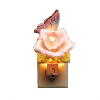 Cosmos 2127 Fine Porcelain Lighted Butterfly/Peace Rose Night Light, 3-Inch