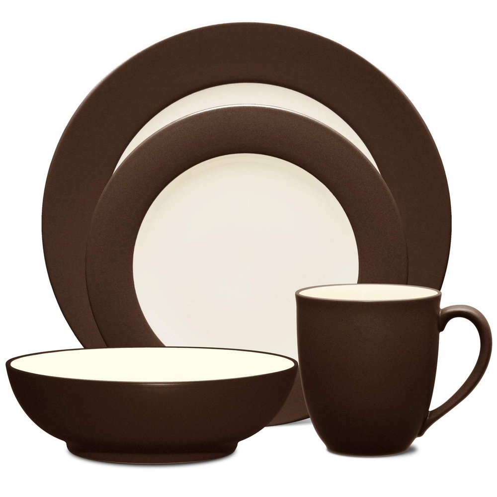 Noritake Colorwave Chocolate 4-Piece Rim Place Setting, Service for 1