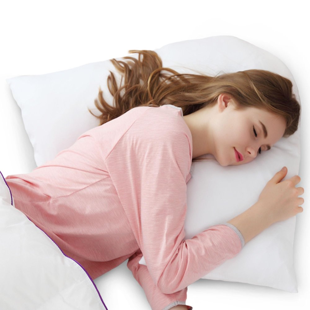 Cheer Collection Oversized V-Shaped Pillow for Side Sleepers, L-Shaped Pregnancy Pillow for Neck and Shoulder Support, Curved Body Pillow with Removable Pillowcase