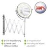 WENKO 3656380100 LED Wall-Mounted Cosmetic Mirror Brolo - Illuminated, Height-Adjustable, Swivel Function, Mirror Surface diam. 4.3 inch, Steel, 7.3 x 15.2 x 17.7 inch, Chrome, Silver view 2