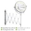 WENKO 3656380100 LED Wall-Mounted Cosmetic Mirror Brolo - Illuminated, Height-Adjustable, Swivel Function, Mirror Surface diam. 4.3 inch, Steel, 7.3 x 15.2 x 17.7 inch, Chrome, Silver view 3