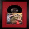 45 (6 7/8") Vinyl Record and Sleeve Frame Featuring Red Mat Design, Solid wood black frame and REAL glass front view 1