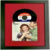 45 (6 7/8") Vinyl Record and Sleeve Frame Featuring Red Mat Design, Solid wood black frame and REAL glass front view 3
