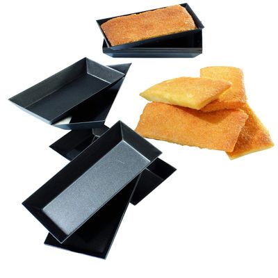 Matfer Bourgeat Exopan Steel Rectangular Tart Mold, Nonstick, 3 3/4" x1 7/8", Pack of 25