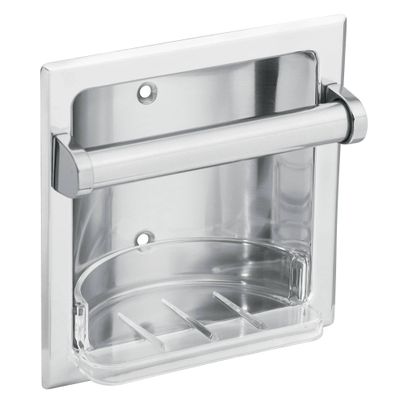 Moen 2565CH Donner Commercial Soap Holder with Grab Bar, Recessed Mount, Chrome