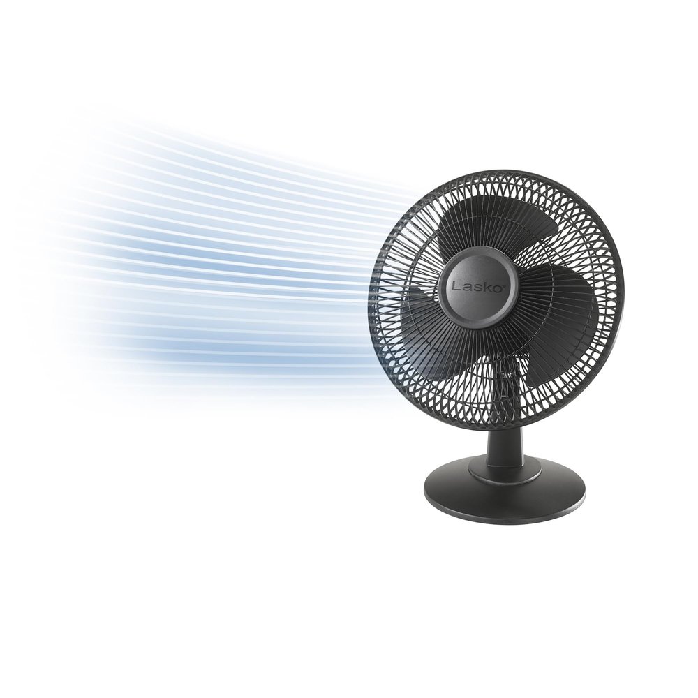 Lasko 12" Oscillating Table Fan for Home, Offices, Bedrooms, Living Rooms, 3-Speeds, Widespread Oscillation, Tilt-Back Fan Head, Portable, Black, 2017