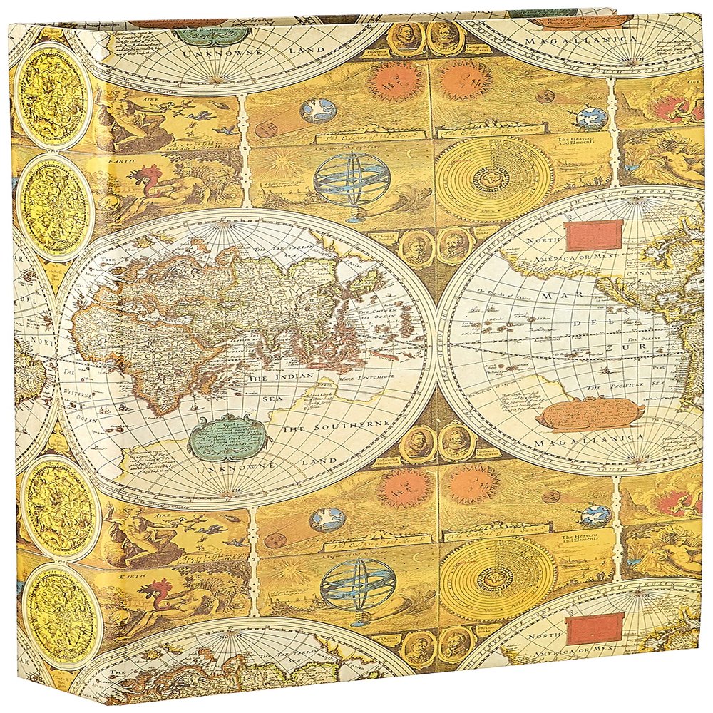 3-Ring Photo Album 504 Pockets Hold 4x6 Photos, Ancient World Map Design