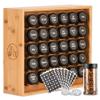 AllSpice Spice Rack Organizer, Wood, 525 Unique Labels, Countertop or Wall Mount, Includes 30 4oz Jars- Bamboo view 1