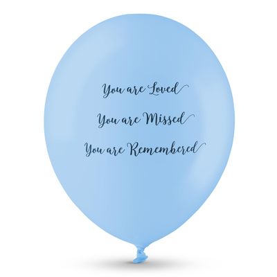 ANGEL & DOVE 25 Blue Funeral Balloons 'You are Loved, Missed, Remembered' Biodegradable - Memorial, Celebration of Life