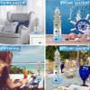 Puzzled COTA Global Ocean Breeze Lighthouse Decor - Handmade and Crafted Wooden Lighthouse Decoration with Starfish, Decorative Beach Style Tabletop Centerpiece - 12.25 Inches view 3