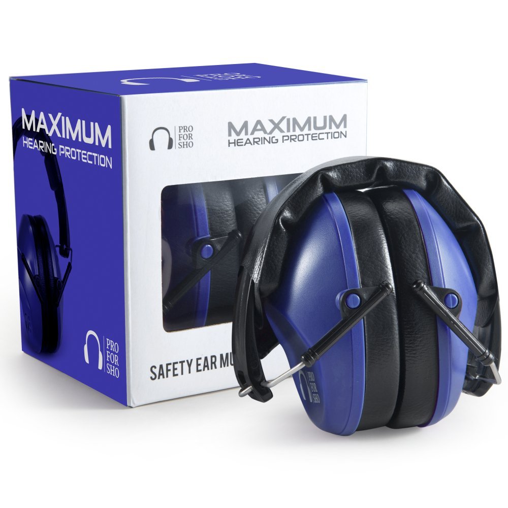 Pro For Sho 34dB NRR Hearing Protection Ear Muffs Highest NRR Compact Design Ear Protection for Loud Events & Sensory Use (Dazzling Blue)