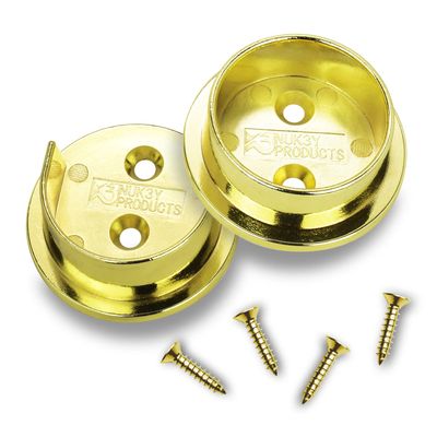 Nuk3y Heavy Duty Metal Steel Closet Pole Socket Set 1-1/2" (Polished Brass)