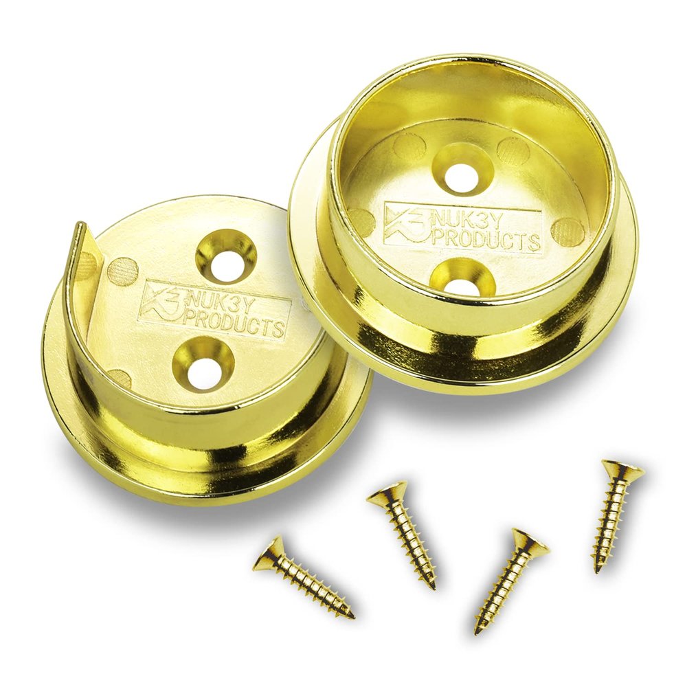 Nuk3y Heavy Duty Metal Steel Closet Pole Socket Set 1-1/2" (Polished Brass)