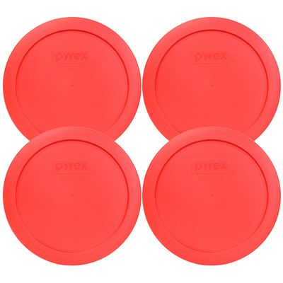 Pyrex 7201-PC 4-Cup Red Food Storage Replacement Lid (4-Pack) - Made in USA