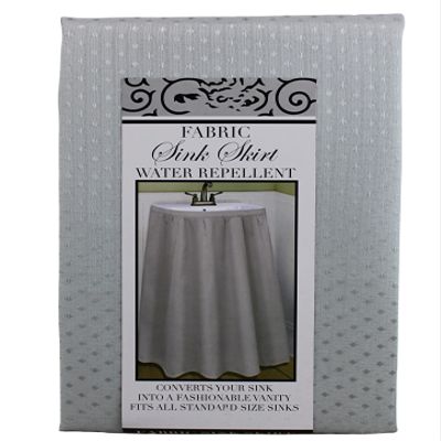 Dependable Industries inc. Essentials Fabric Sink Skirt Diamond Mosaic Stitch Platinum Silver Grey