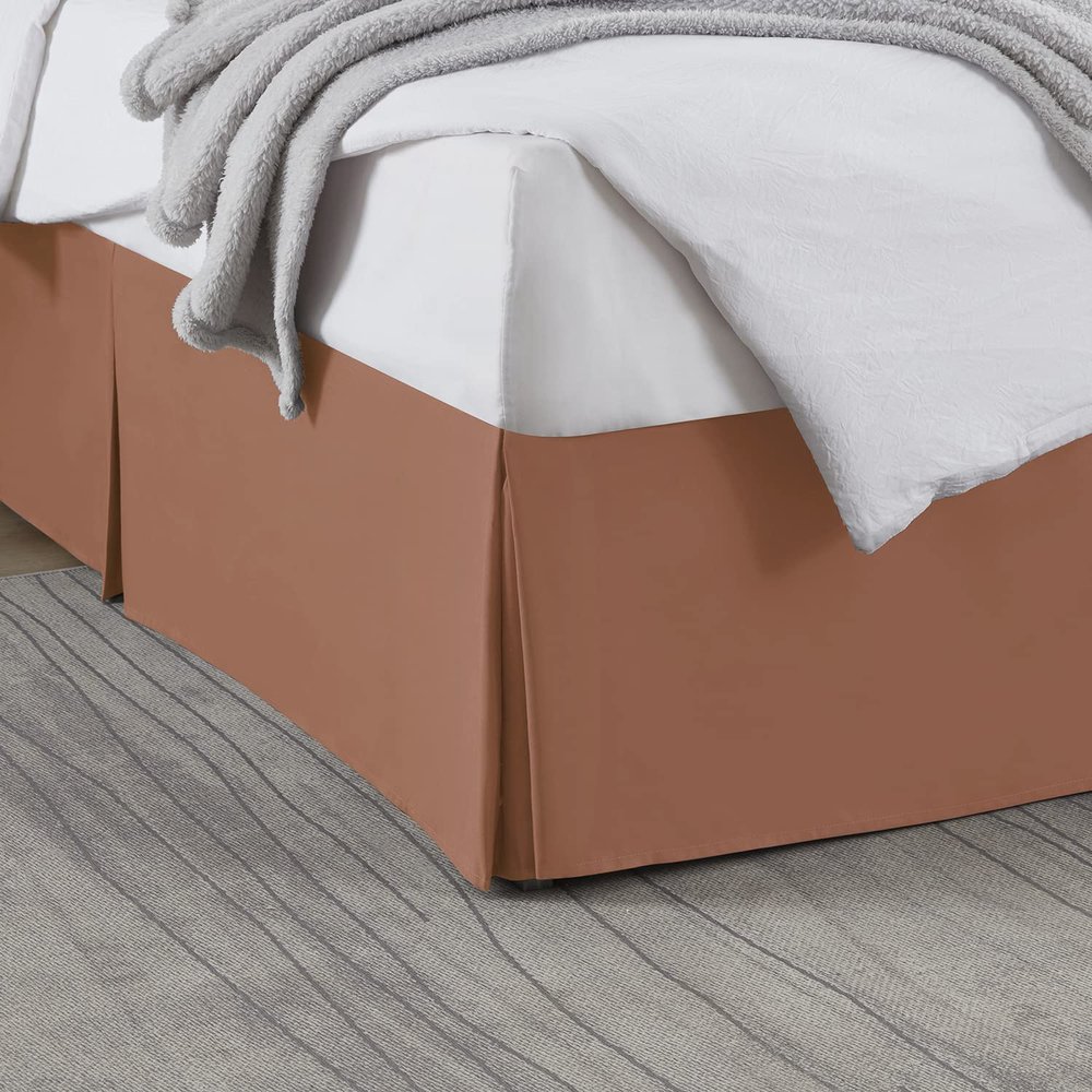 Nestl Rust Full XL Bed Skirt - Full XL Size Bed Skirt 14 Inch Drop - Brushed Microfiber Bed Skirts - Hotel Quality Pleated Bed Skirt - Shrinkage & Fade Resistant