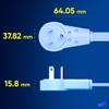 Maximm Cable 6 Ft 360 Rotating Flat Plug Extension Cord/Wire, 16 AWG Multi 3 Outlet Extension Wire, 3 Prong Grounded Wire - White - UL Certified view 3