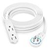 Maximm Cable 20 Ft 360 Rotating Flat Plug Extension Cord, 16/3 AWG Multi 3 Outlet 3-Prong Grounded Wire- White - UL Certified view 1