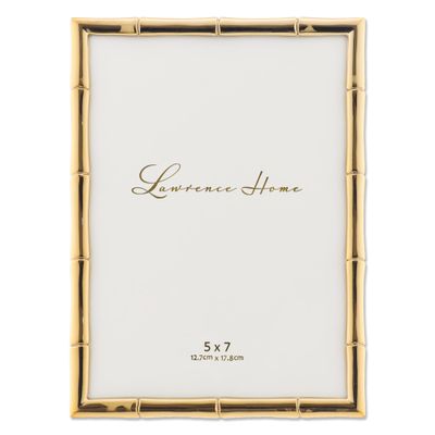 Lawrence Frames 5" W x 7" H Gold Metal Picture Frame with Bamboo Design (712257)