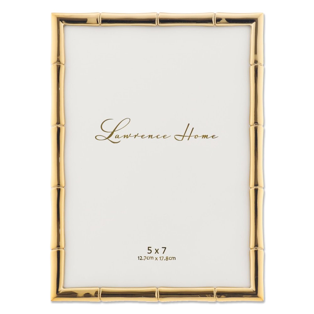 Lawrence Frames 5" W x 7" H Gold Metal Picture Frame with Bamboo Design (712257)